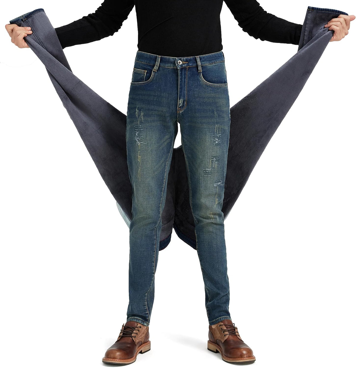 The Worn Winter Denim in Dark Blue