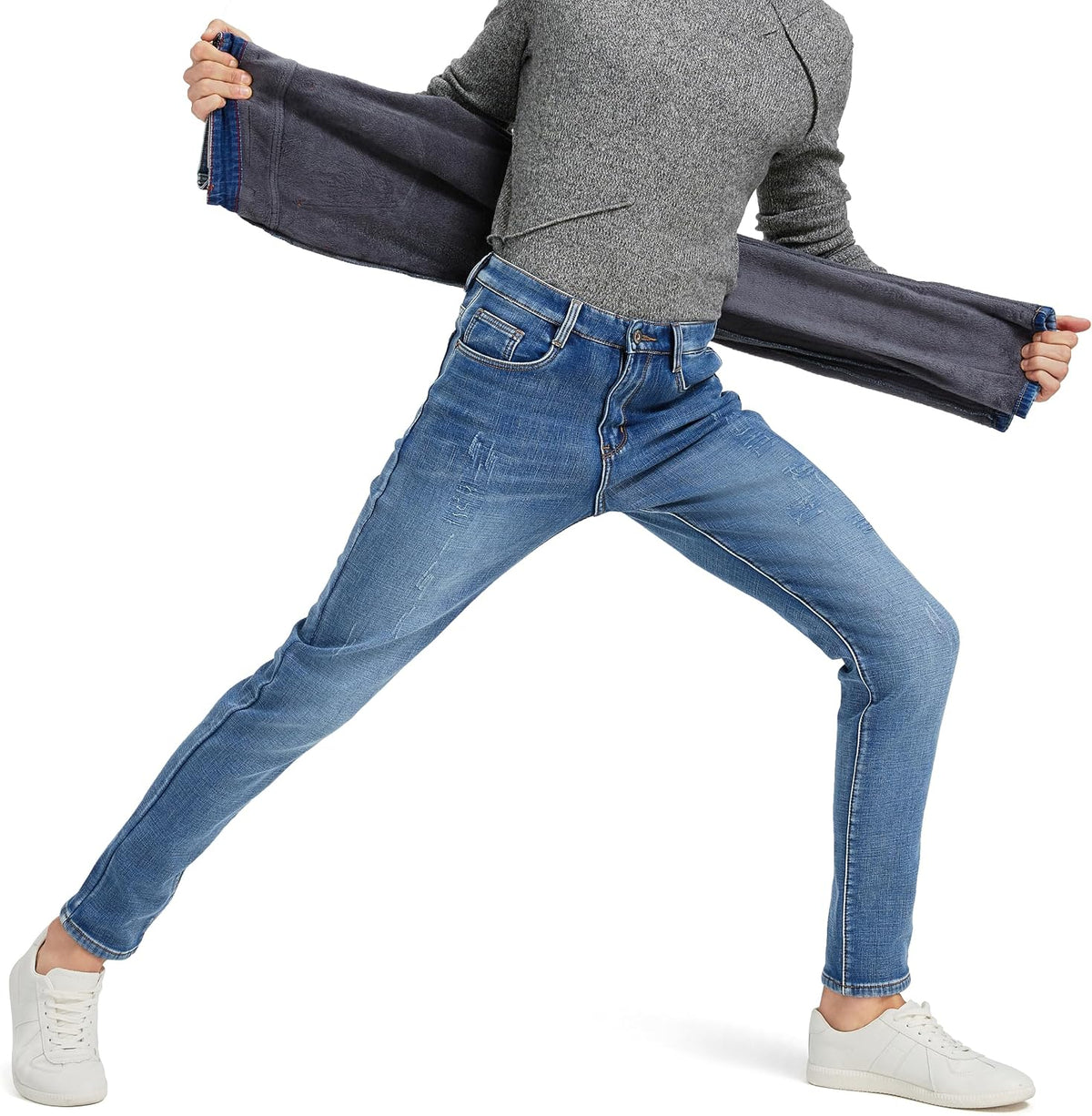The Worn Winter Denim in Washed Blue